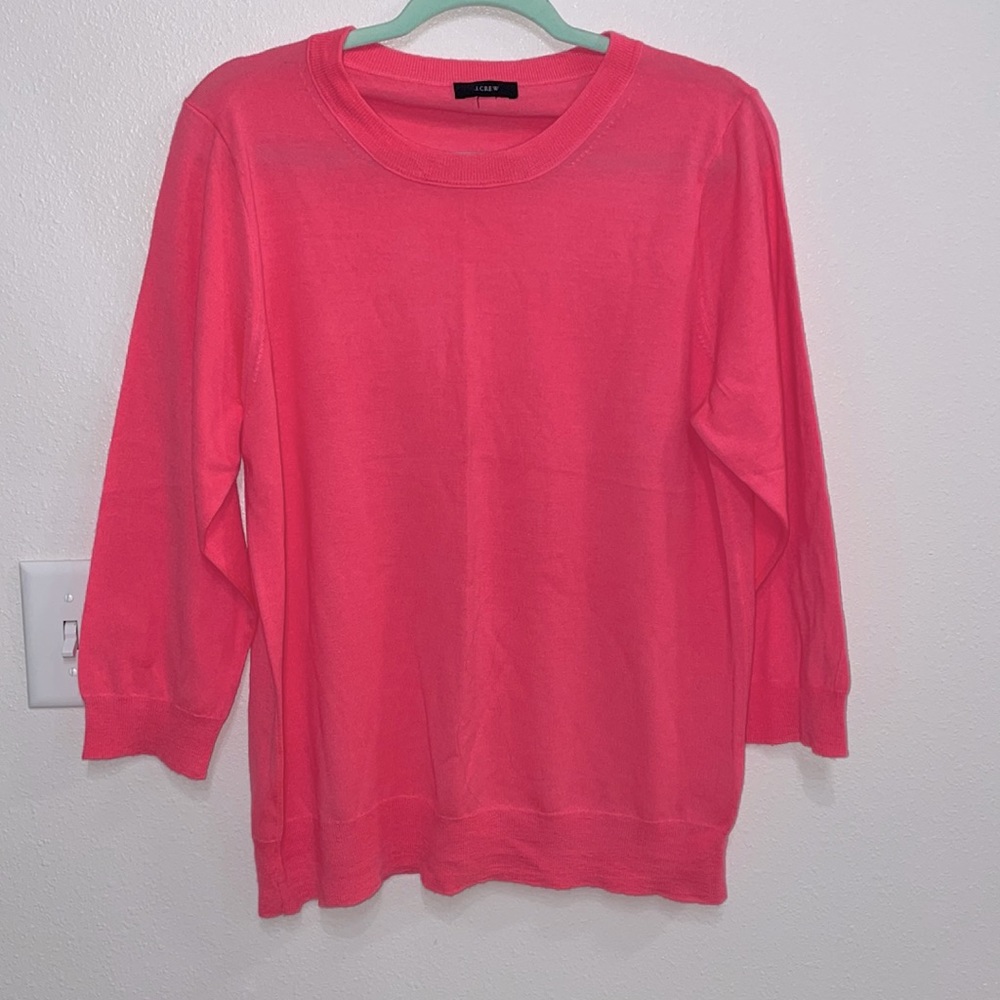 J.Crew Hot Pink 100% Wool Crewneck, XL